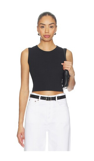 LESET Nando Sleeveless Crew in Black. - size L | Revolve Clothing (Global)