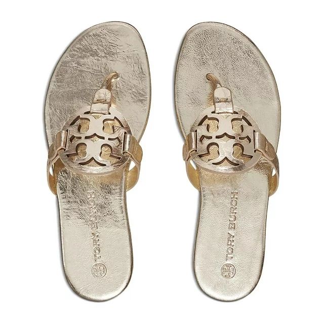 Tory Burch Miller Soft Women's Metallic Leather Memory Foam Slide Thong Sandals - Walmart.com | Walmart (US)