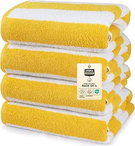Utopia Towels Pack of 4 Cabana Beach Towels, Oversized 30 x 60 Inches Cotton Beach Towel Set, Smo... | Amazon (US)