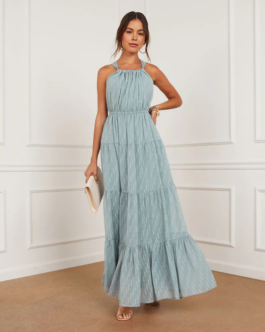 Rhea Tiered Criss-Cross Back Maxi Dress | VICI