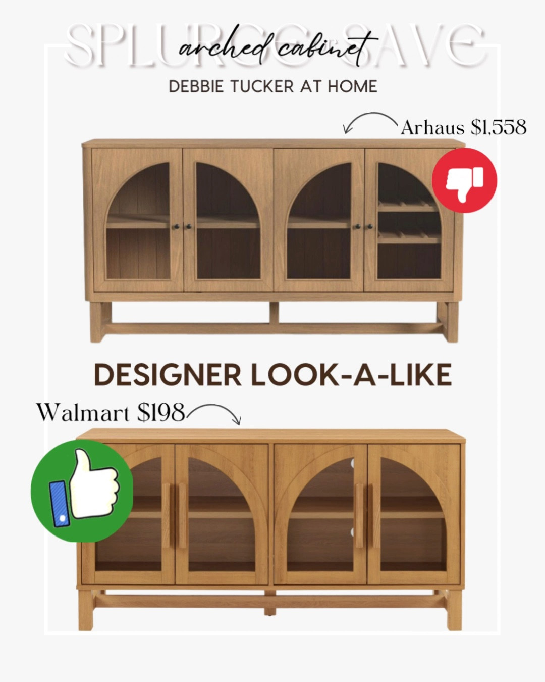 Would you prefer to splurge on the stunning $1,558 Arhaus cabinet or opt for the $198 Walmart look-alike? What a savings!!

#LTKSaleAlert #LTKHome