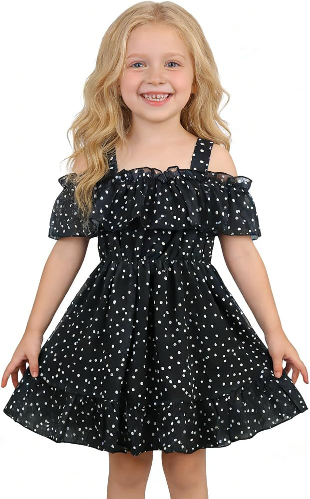 AGQT Girls Summer Dress Floral Boho Off Shoulder Ruffle Casual Sundress Cute Tiered Chiffon Outfi... | Amazon (US)