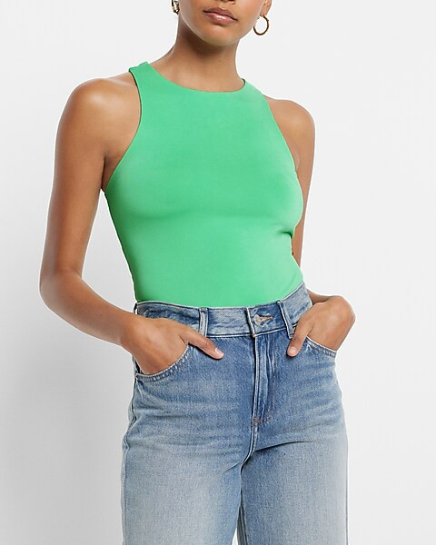 Compression Body Contour Silky High Neck Thong Bodysuit | Express