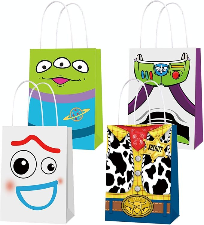 Toy Inspired Story Party Supplies, Party Favor Goodie Gift Bags, Including 4 Patterns Double Side... | Amazon (US)