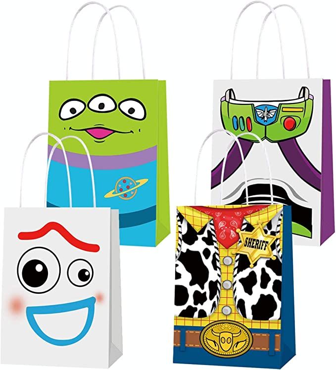 Toy Inspired Story Party Supplies, Party Favor Goodie Gift Bags, Including 4 Patterns Double Side... | Amazon (US)