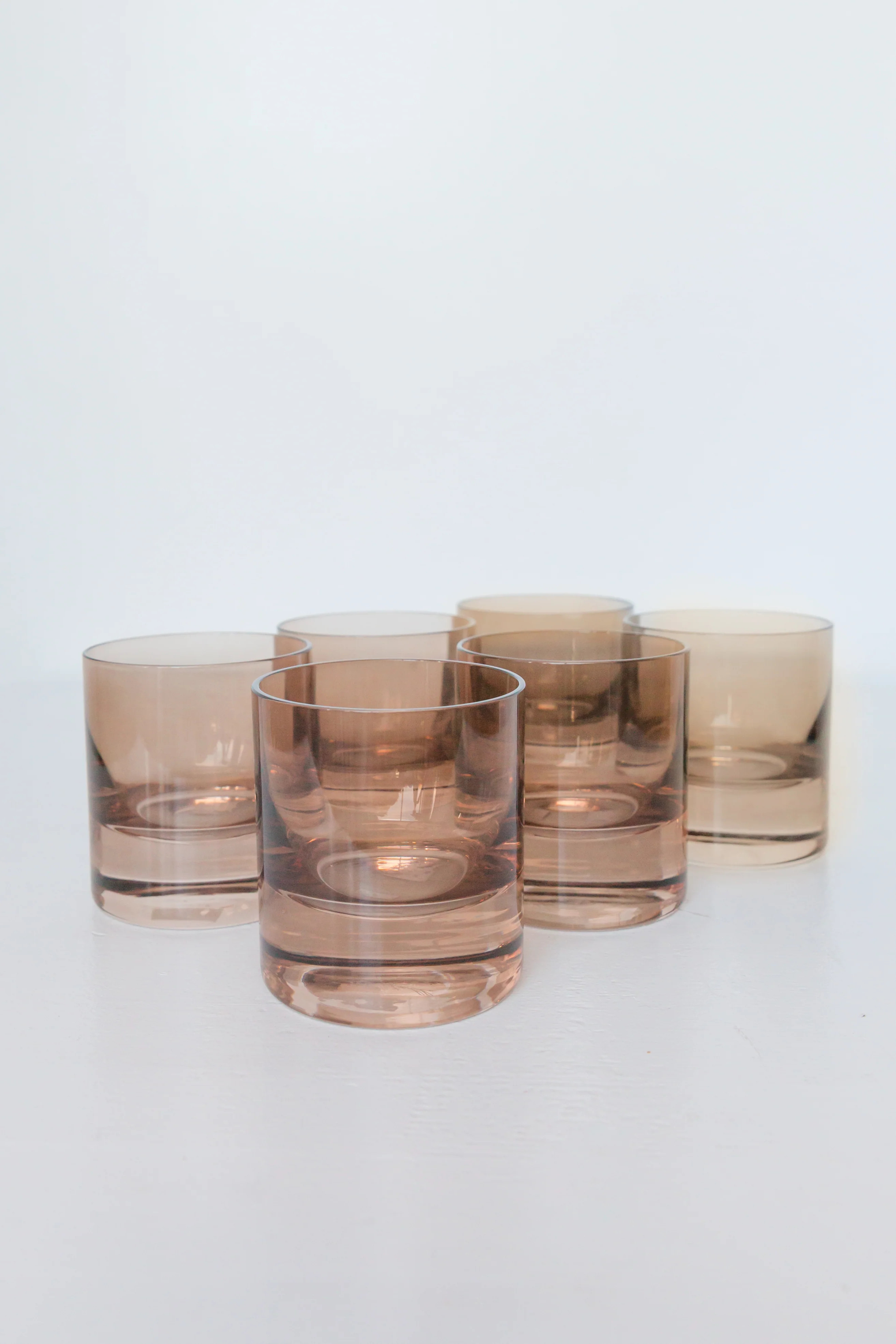 Estelle Colored Rocks Glass - Set of 6 {Amber Smoke} | Estelle Colored Glass