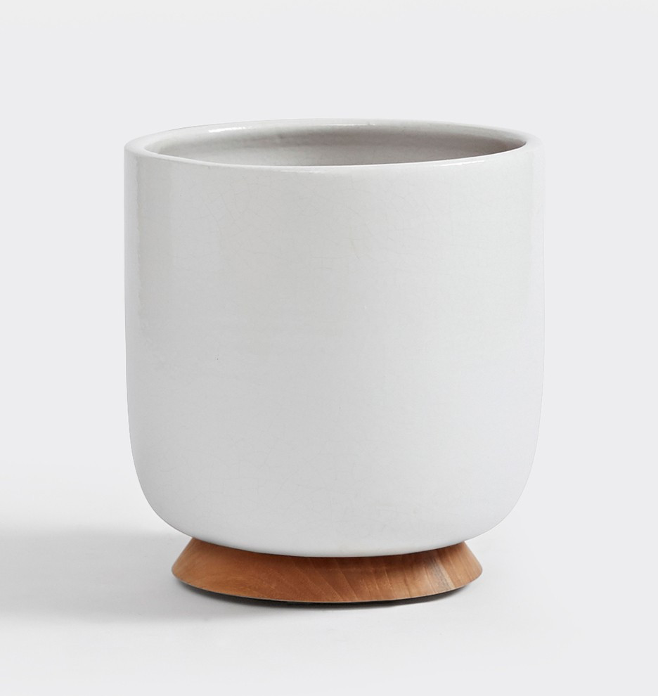 KIT Ceramic Planter with Wood Base
 | Rejuvenation | Rejuvenation