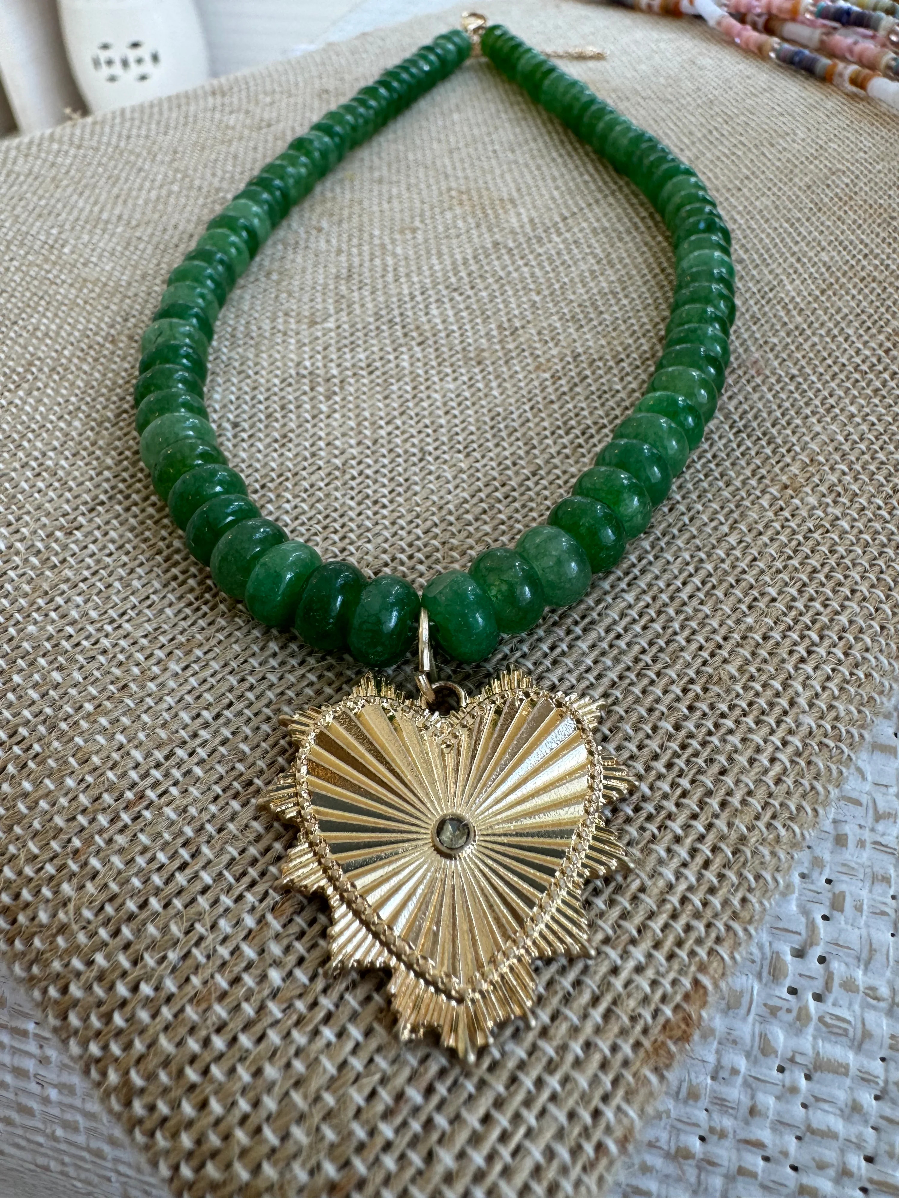 Green Gemstone Necklace with signature Heart | Erin McDermott Jewelry