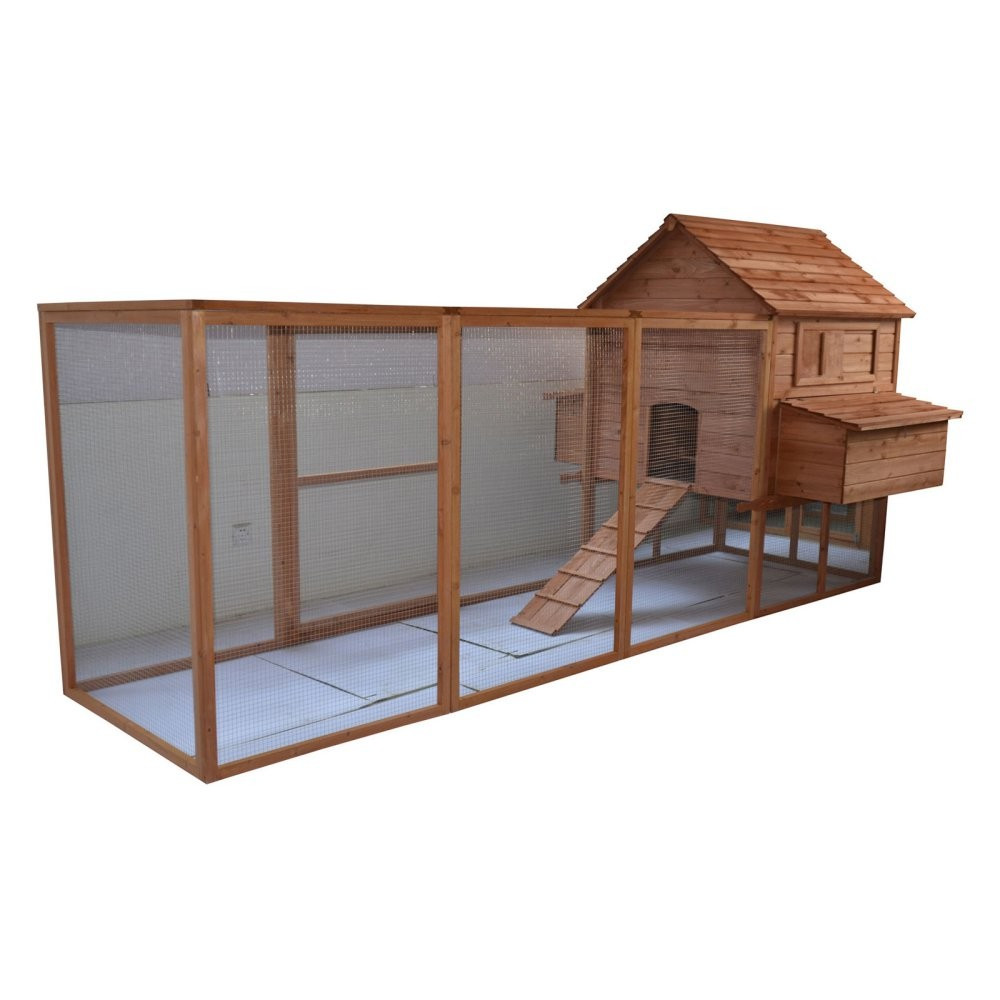 Pawhut Hen House Large Backyard Hen House Chicken Coop with Long Run | Hayneedle