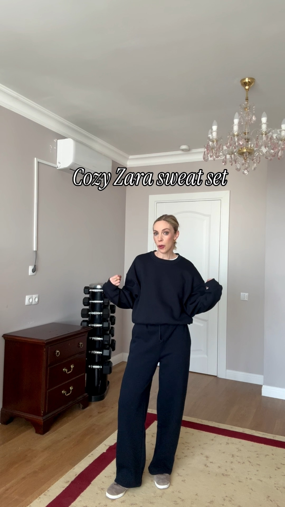 Cozy @Zara sweat set - love the navy color and wide leg pants (and the length works for petite ladies!)

#LTKOver40 #LTKSeasonal #LTKActive