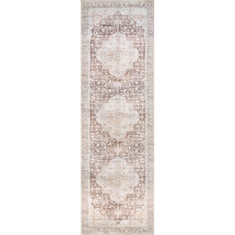 nuLOOM Rosa Machine Washable Distressed Vintage Medallion Area Rug | Target