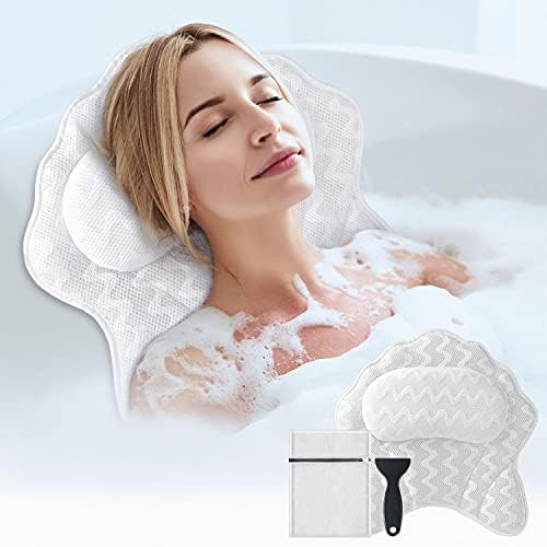 Bath Pillow for Tub, Powsure Luxury Bathtub Spa Pillow for Head, Neck,Shoulder and Back Support, 4D  | Amazon (US)