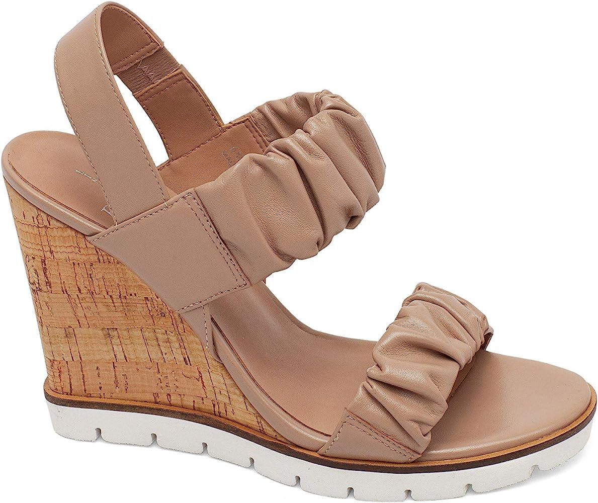 Linea Paolo - Estelle - Flirty Ruched Nappa Leather High Cork Wedge Sandal | Amazon (US)