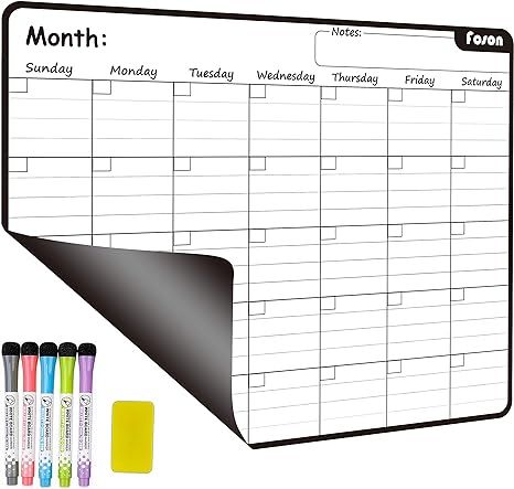 Dry Erase Magnetic Monthly Calendar Kit-Foson Extra Thick White& Black Magnetic Monthly Calendar ... | Amazon (US)