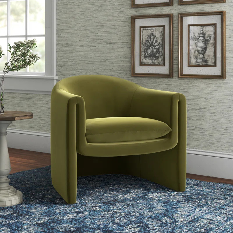 Pollman 32.9'' Wide Genuine Leather Barrel Chair | Wayfair North America