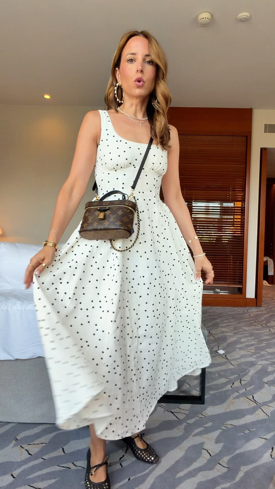 My Europe outfit of the day! Linen blend polka dot dress in XXS petite. Woven ballet flats are TTS (walked over 11,000 steps in these today). Summer dress. Europe style. Summer outfit. Vacation dress. Vacation outfit.

#LTKootd #LTKgrwm #LTKTravel