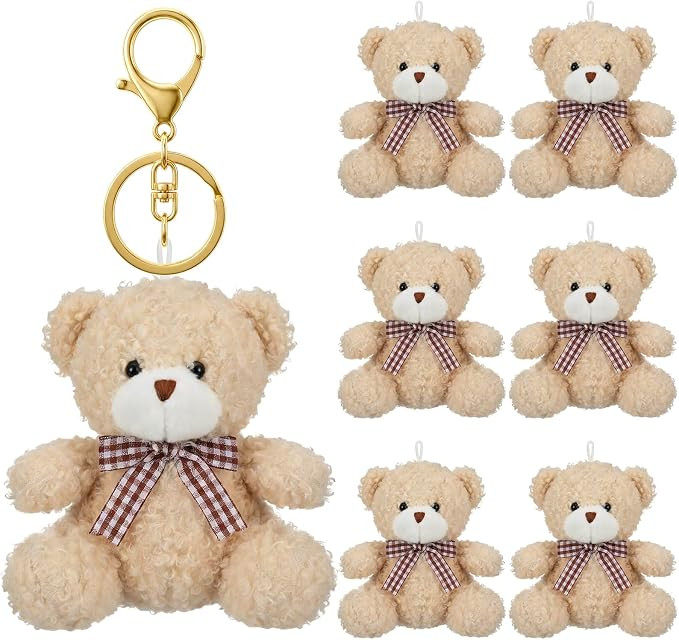 Kenning 6 Pcs Bear Plush Keychain, Cute Bear Stuffed Bag Charm Gift | Amazon (US)
