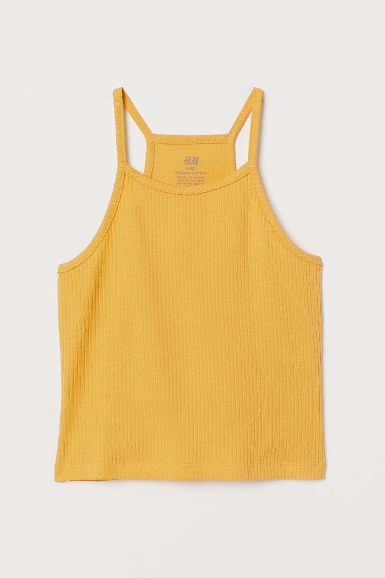 H & M - Ribbed Tank Top - Yellow | H&M (US)