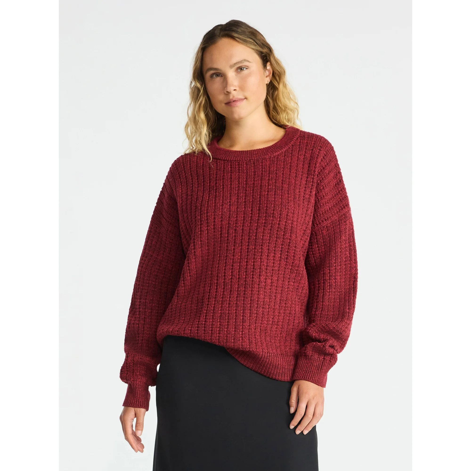 Time and Tru Women's and Women’s Plus Textured Stitch Sweater, Midweight, Sizes XS-4X | Walmart (US)