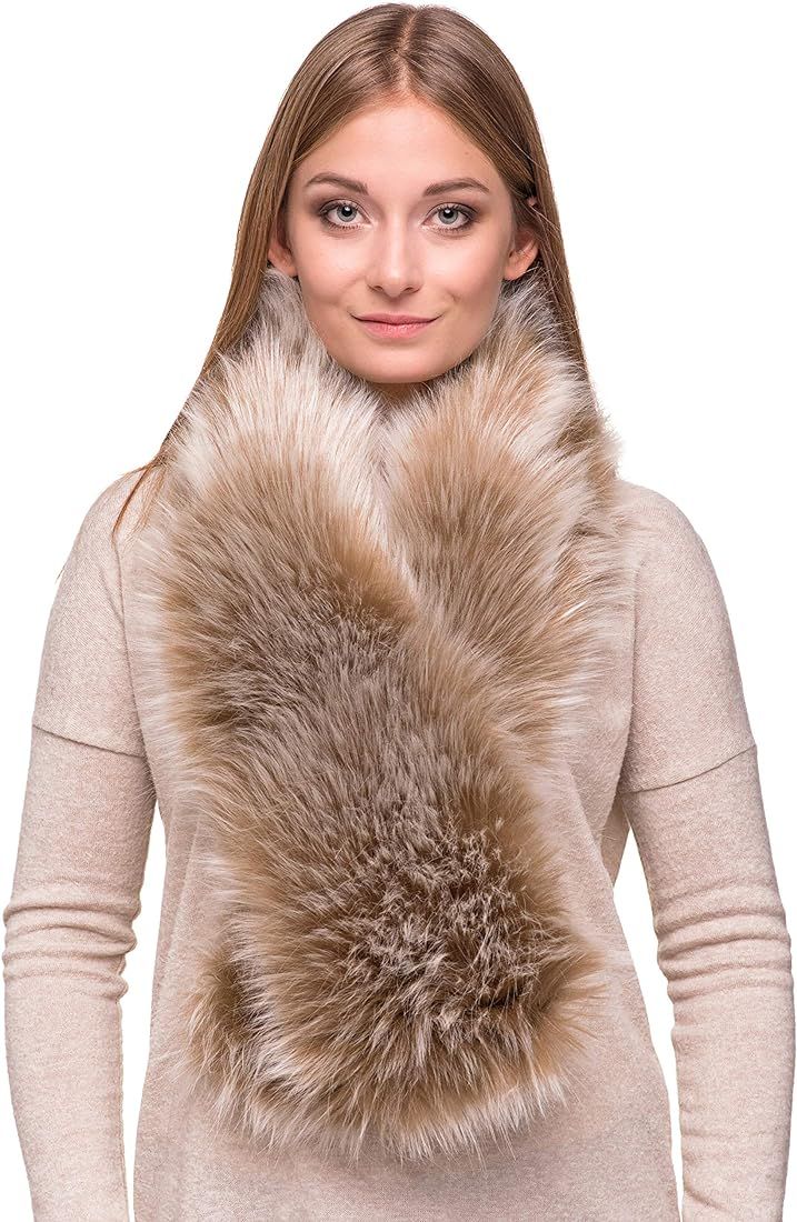 Futrzane Women Faux Fur Scarf - Long Winter Neck Warmer - Classic Fur Collar | Amazon (UK)