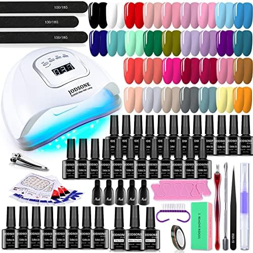 35 PCS Gel Nail Polish Kit with U V Light include 32 Colors Gel Polish Nail Set Soak Off Gel Nail Ki | Amazon (US)