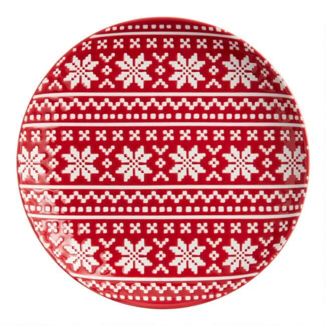 Red And White Fair Isle Salad Plate | World Market