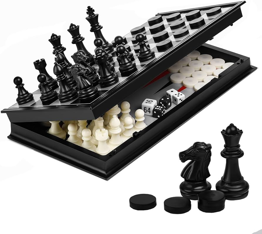 3 in 1 Chess Set for Kids and Adults, Magnetic Chess Board for Chess Checkers Backgammon Game Set... | Amazon (CA)