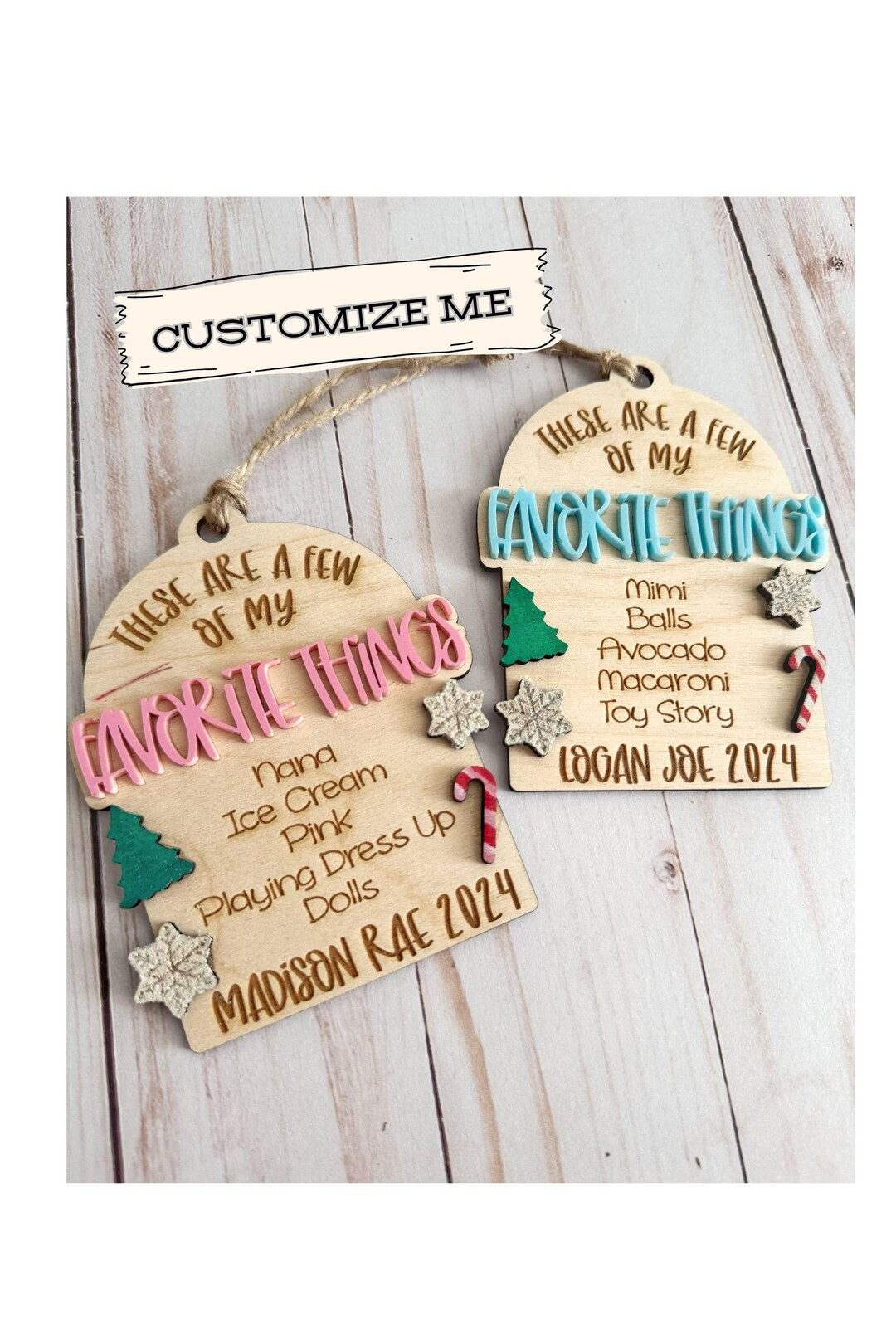 Custom Kid's Christmas Ornament, My Favorite Things, Gift for Child, 2024 Personalized Ornament, ... | Etsy (US)