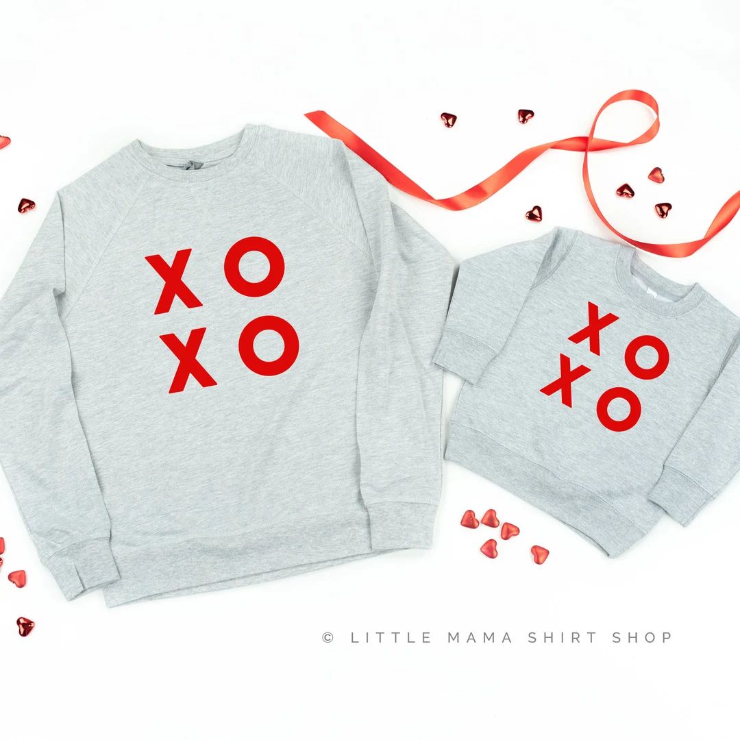 XOXO  Block Font  Set of 2 Gray W/ Red SWEATERS  Mommy and - Etsy | Etsy (US)