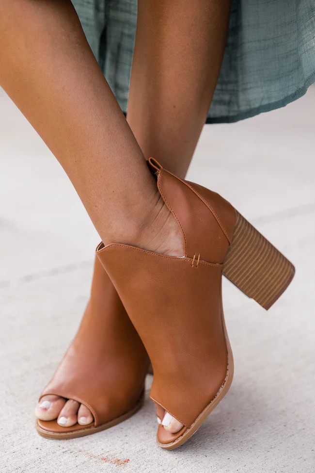 Cara Camel Open Toe Booties | The Pink Lily Boutique
