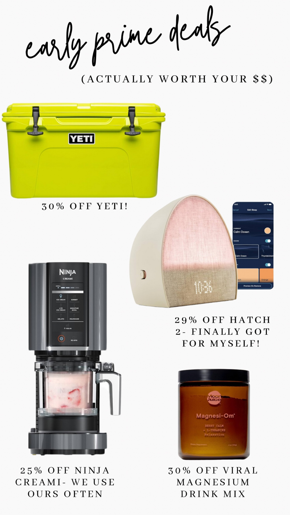 Early prime day deals actually worth your money. 

Finally bought myself a Hatch 2 alarm clock/sound machine. So excited! 

#LTKFamily #LTKSaleAlert #LTKSeasonal