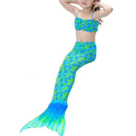3pcs Girls Mermaid Tail Swimwear Bikini Set Swimsuit Bathing Suit | Walmart (US)