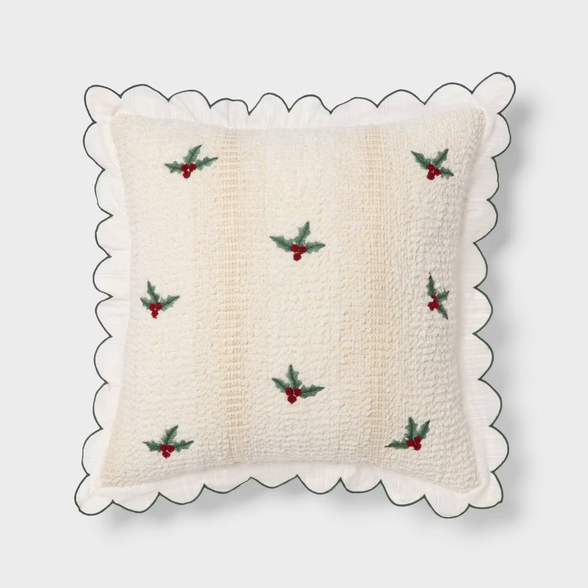 Holiday Embroidered Boucle Decorative Throw Pillow Off White - Threshold™ | Target