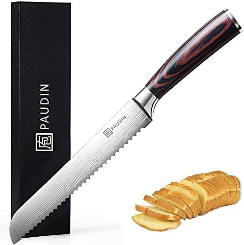 Bread Knife - PAUDIN N4 8" Serrated Knife, Ultra Sharp German High Carbon Stainless Steel Bread C... | Amazon (US)