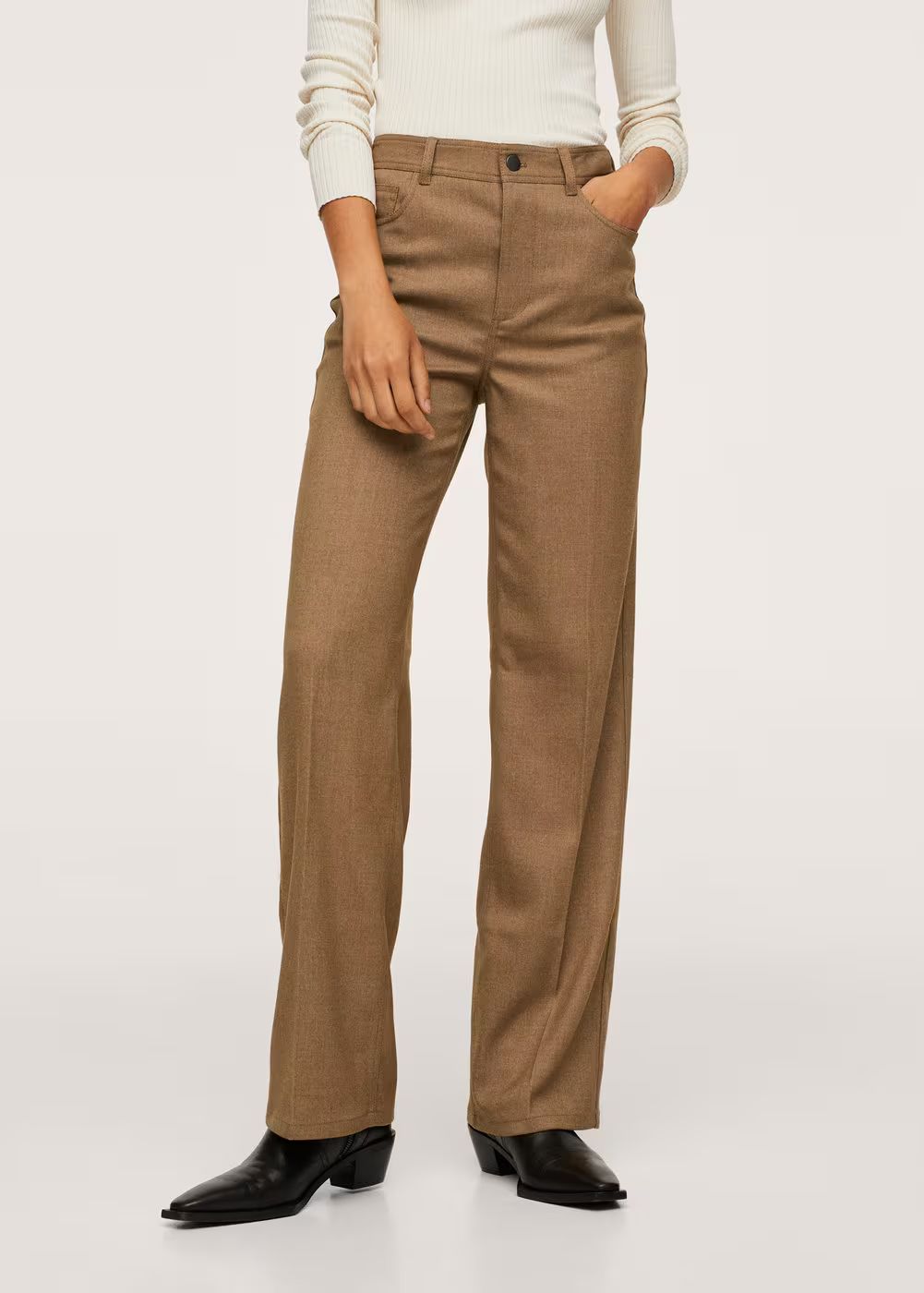 High-waist straight pants -  Women | Mango USA | MANGO (US)
