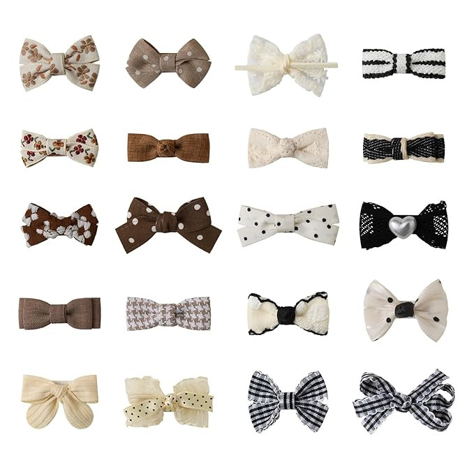20 PCS Baby Hair Clips Set 2'' Toddler Girl Hair Bows Fully Covered Barrettes Infant Tiny Hair Ac... | Amazon (US)