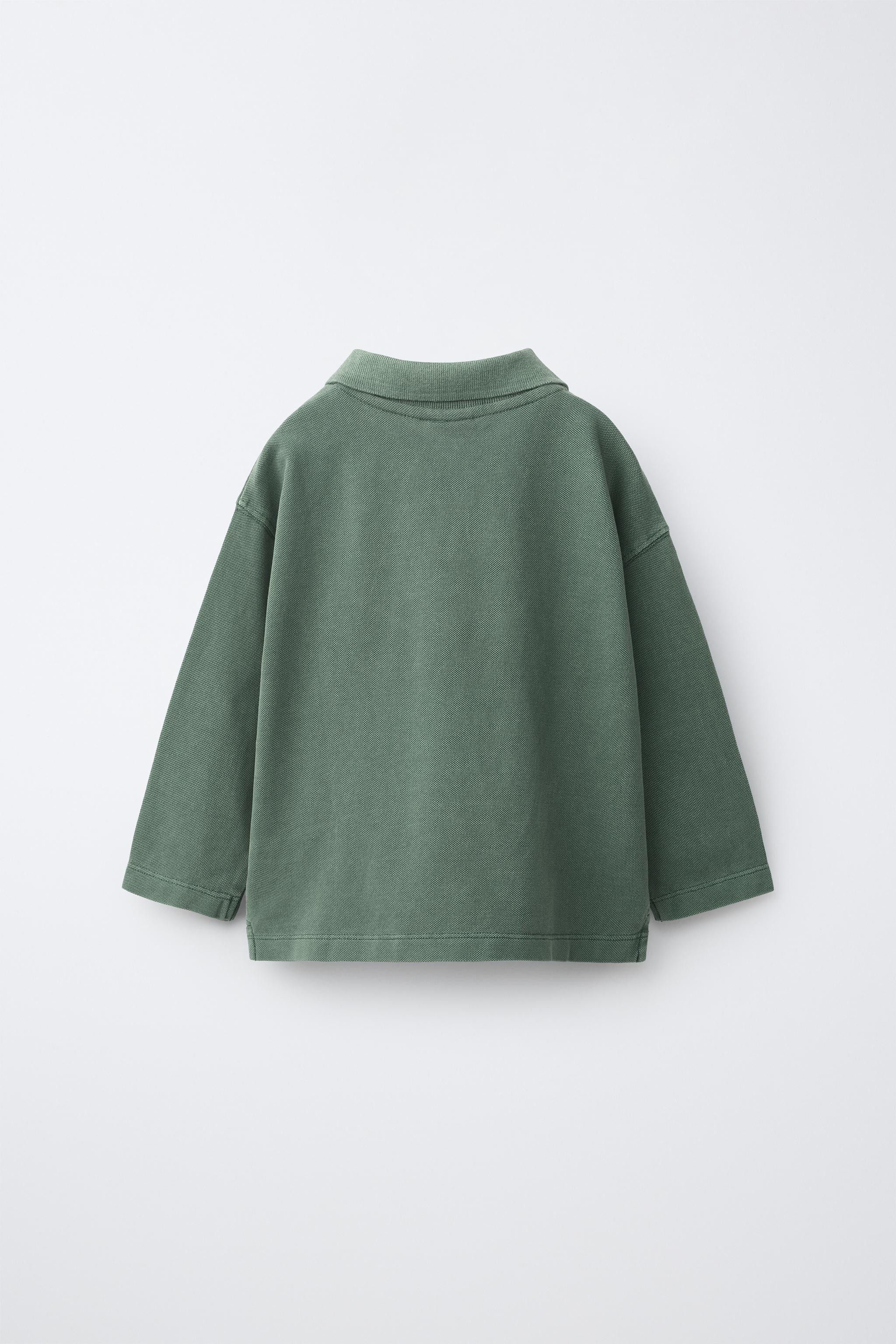 Long-sleeve polo shirt with a polo collar. Features button closure at the yoke. | Zara US