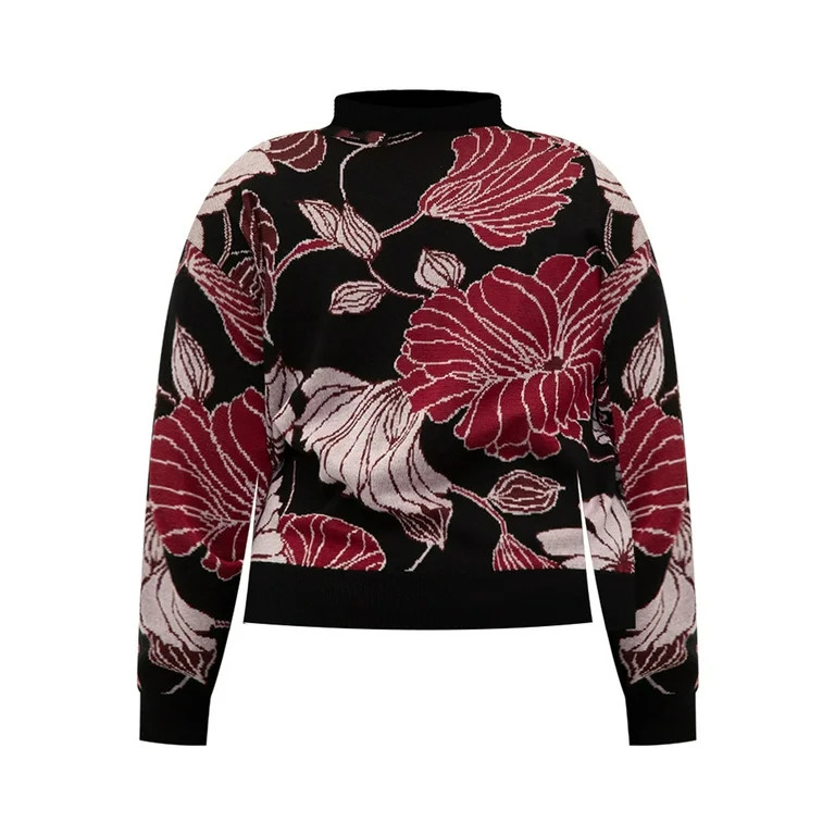 ELOQUII Elements Women's Plus Size Oversized Intarsia Sweater - Walmart.com | Walmart (US)