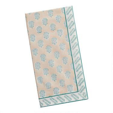 Light Orange And Blue Block Print Napkin | World Market