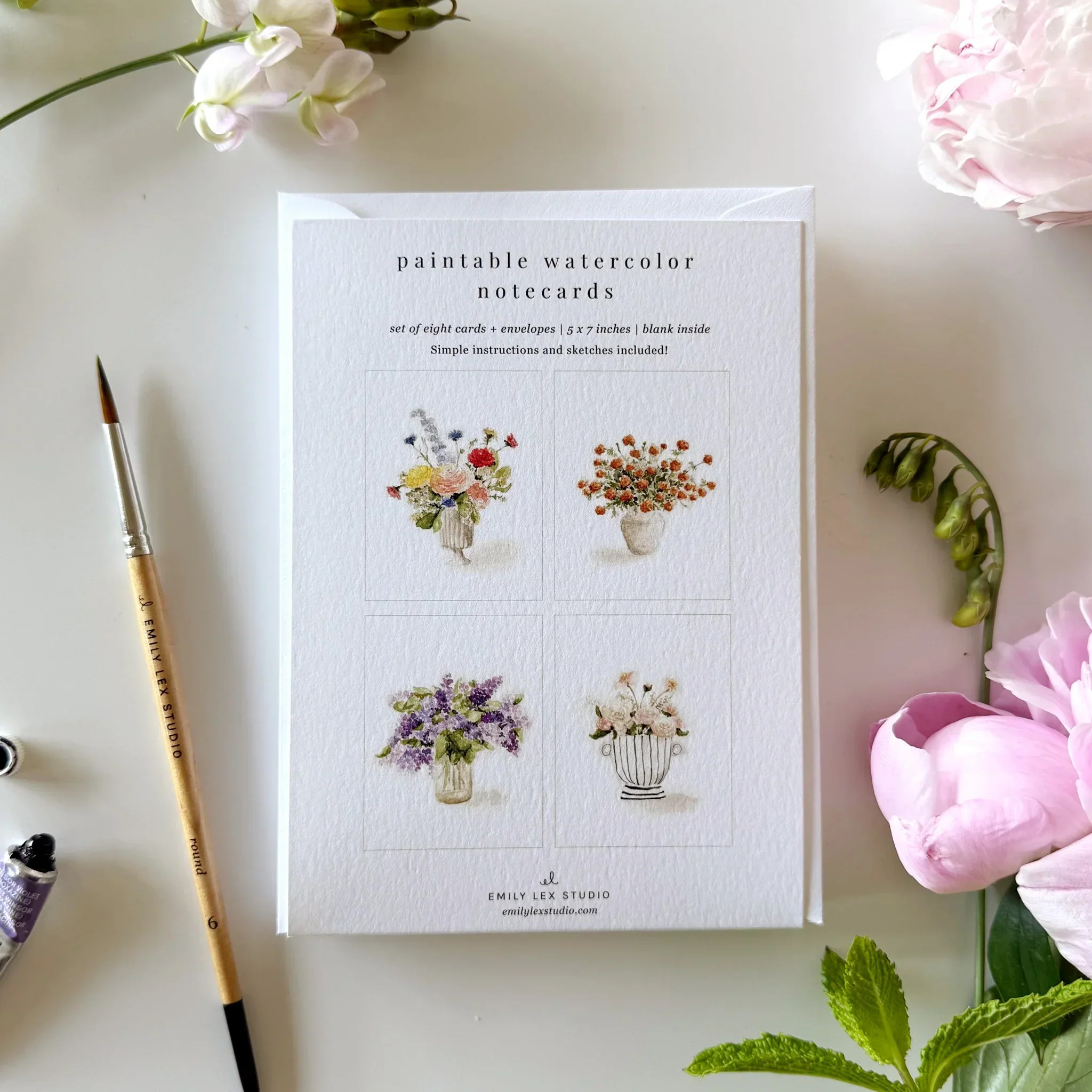 bouquets paintable watercolor notecards | Emily Lex Studio