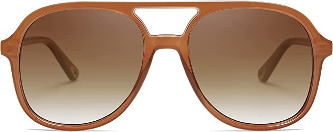 SOJOS Retro Square Polarized Aviator Sunglasses Womens Mens 70s Vintage Double Bridge Sun Glasses... | Amazon (US)