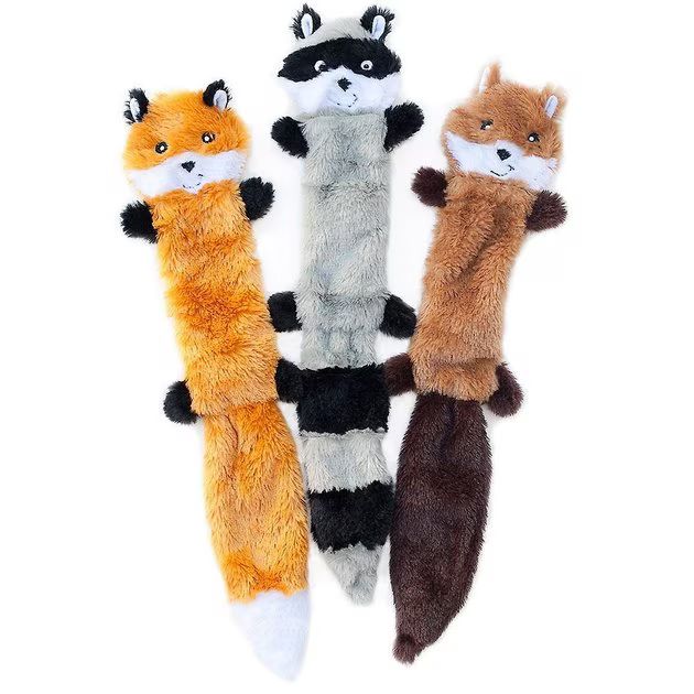 ZippyPaws Skinny Peltz No Stuffing Squeaky Plush Dog Toys, 3-pack, Large | Chewy.com