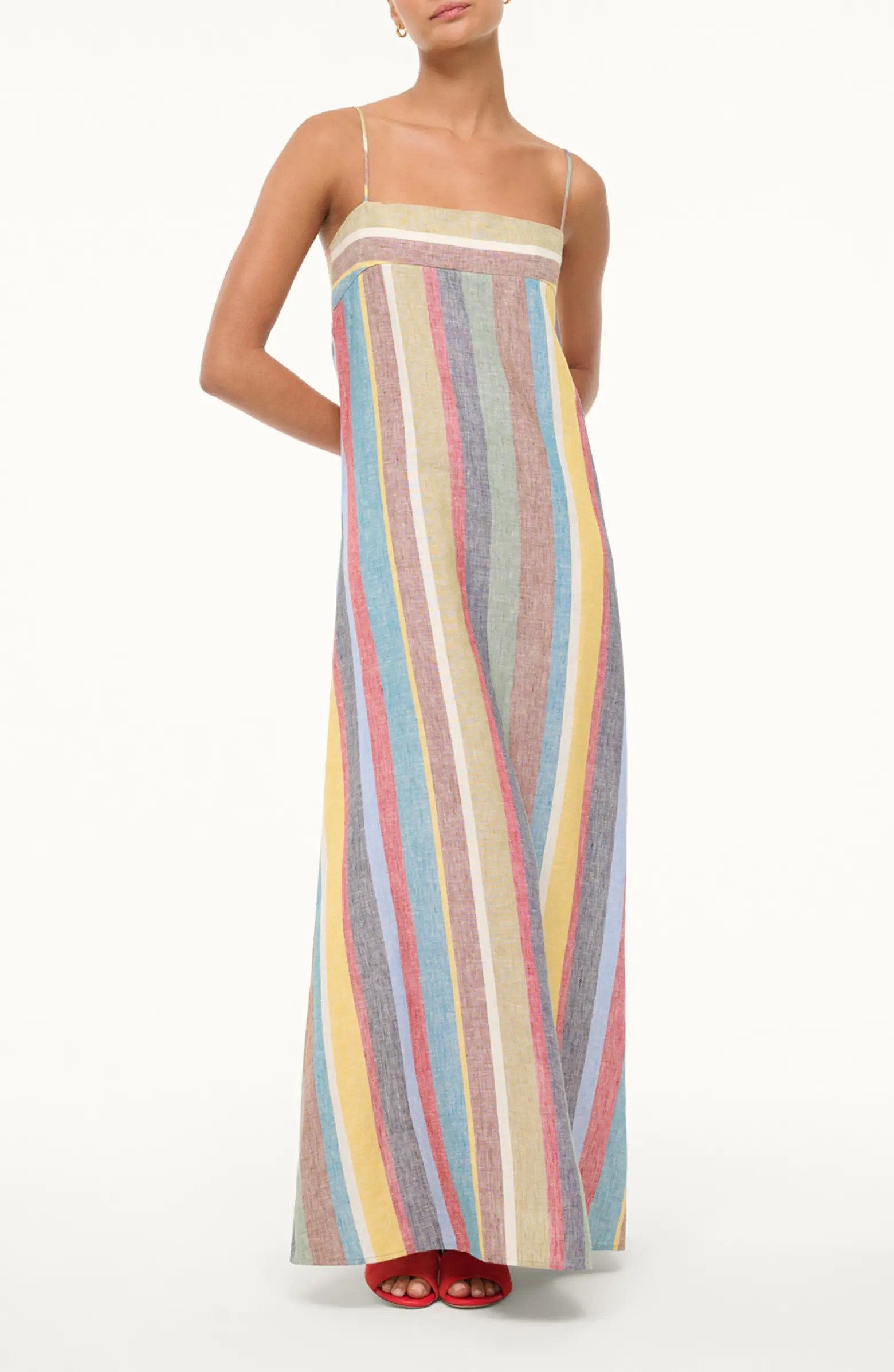 STAUD Laura Stripe Linen Maxi Sundress | Nordstrom | Nordstrom