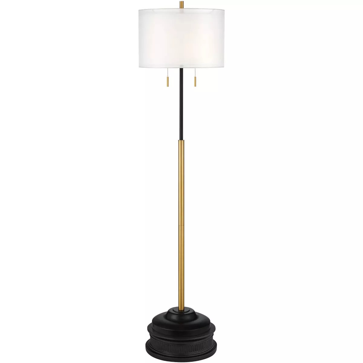 Possini Euro Design Roxie Modern Floor Lamp with Riser 65 1/2" Tall Brass Black Metal Sheer Linen... | Target