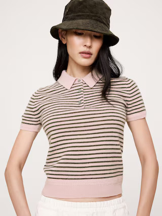 Lightweight Cashmere Short-Sleeve Sweater Polo | Banana Republic (US)