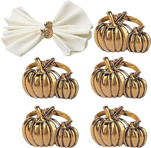 6PCS Halloween Pumpkin Napkin Rings - Vintage Fall Napkin Rings for Dinner Wedding Thanksgiving H... | Amazon (US)