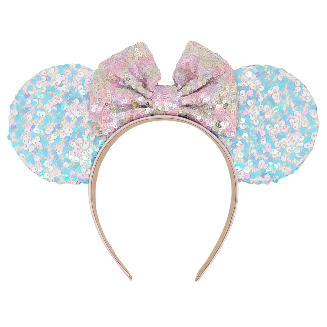 Pastel Rainbow Connection Sequin Fabric Mouse Ears - Etsy | Etsy (US)
