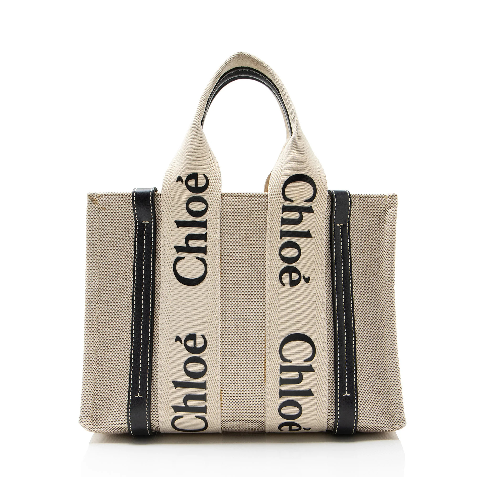 Pre-Owned Chloe Linen Canvas Woody Small Tote - Walmart.com | Walmart (US)