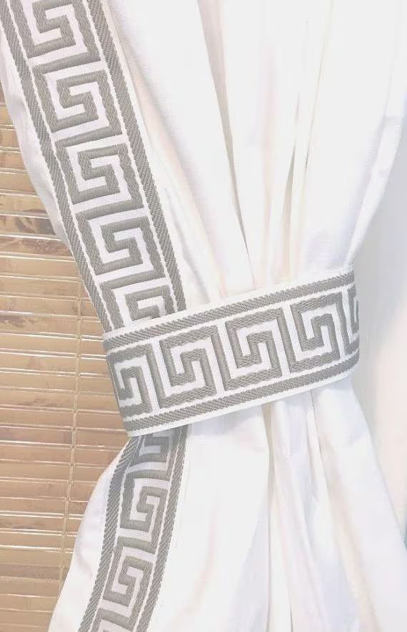 Grey and White Greek Key trim curtain - different colors available | Etsy (US)
