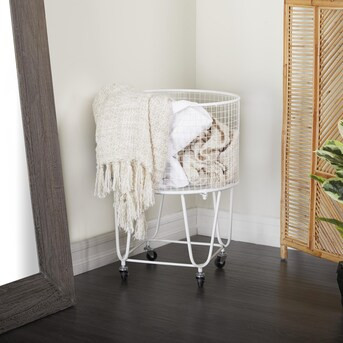Grayson Lane White Metal Laundry Cart | Lowe's
